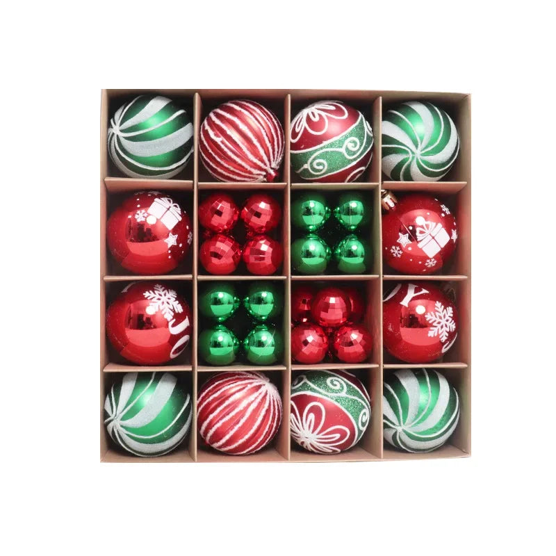 16pcs Christmas Ball Decoration 6cm Pink White Red Baubles Christmas Tree Hanging Pendant For 2025 Home Navidad Noel Xmas Party