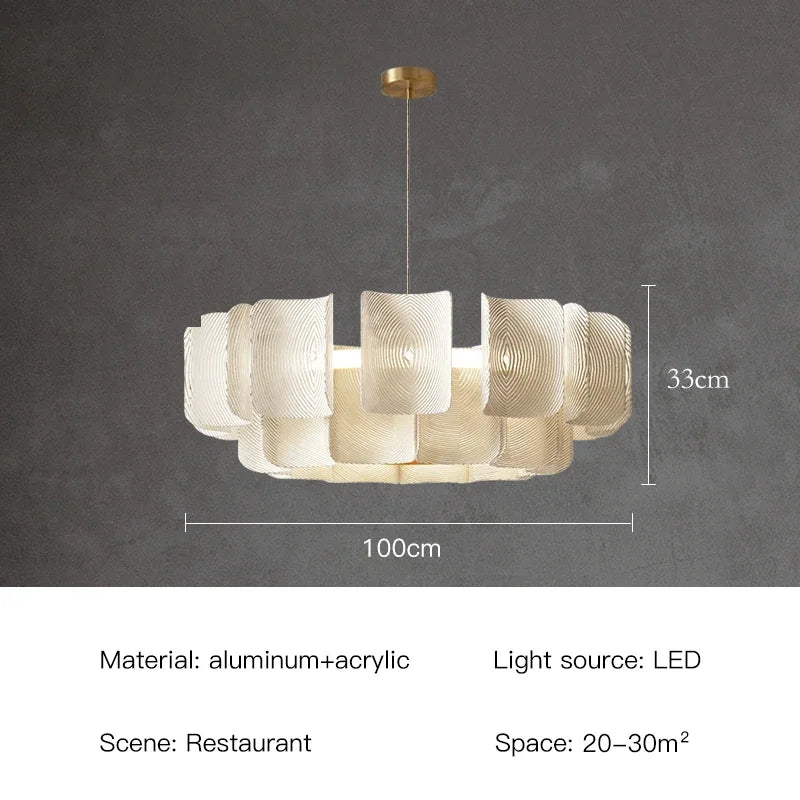 Nordic Lamp Wabi Sabi Tiered Chandelier Minimalist Acrylic White Dining Room Lobby Kitchen Island Hanging Light Home Decor LED