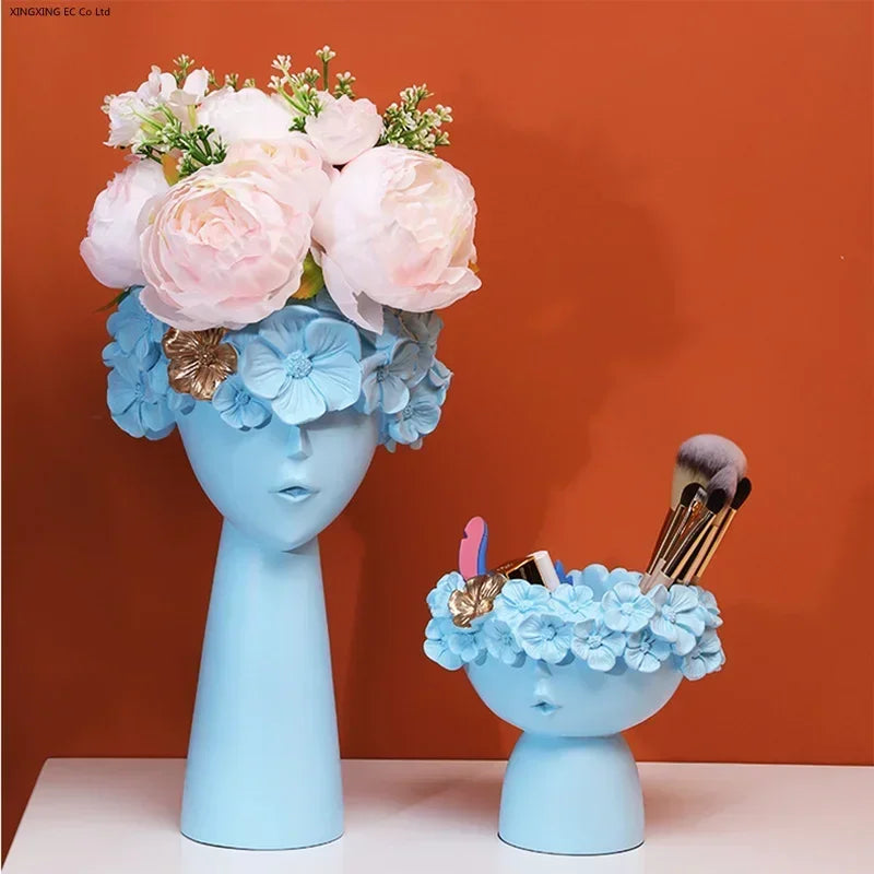 Nordic Decoration Home  Flower Vase  Living Room Decoration  Vases Cute Girl Arranging Flower Container Desktop Accessories