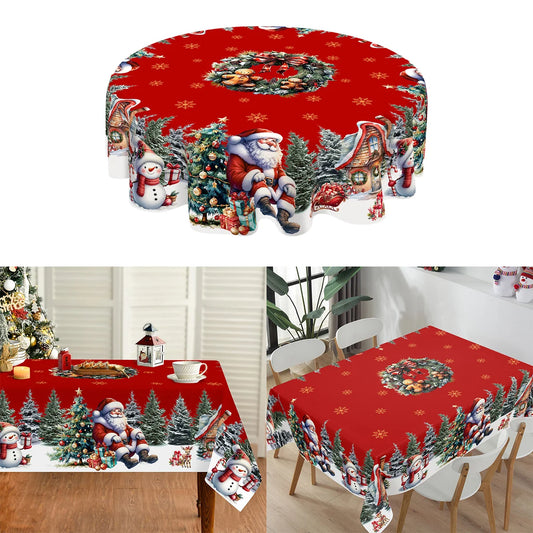 Christmas Tablecloth Santa Snowman Table Cover Christmas Party Table Decorations for Home 2025 Navidad Notal Noel Xmas Ornaments