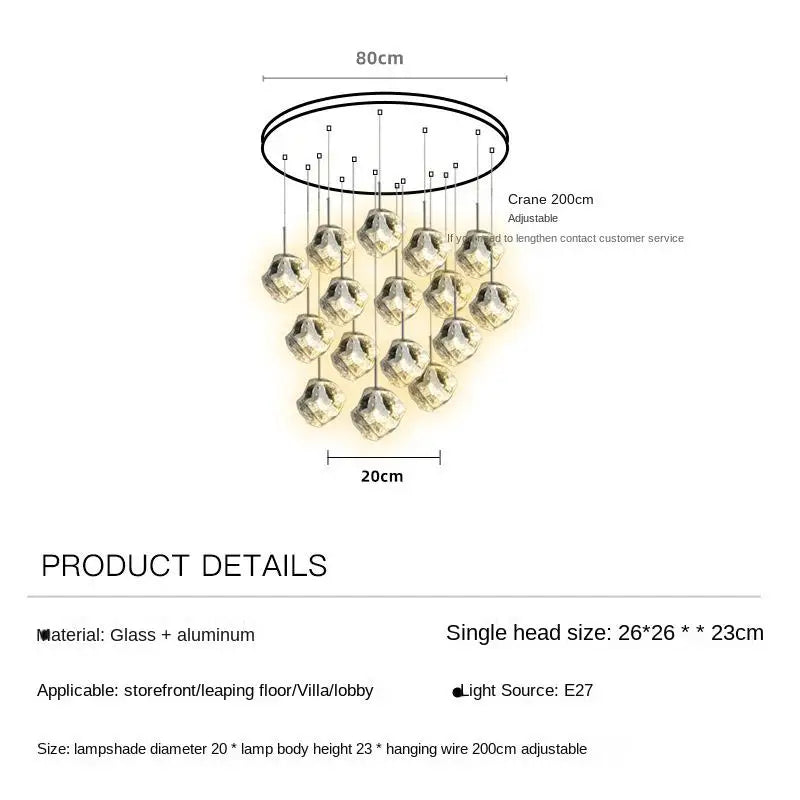 New Lava Glass Ice Cube Bedroom Bedside Chandelier Ceiling Chandelier Ceiling Pendant Lamp Ceiling Light Home Appliance
