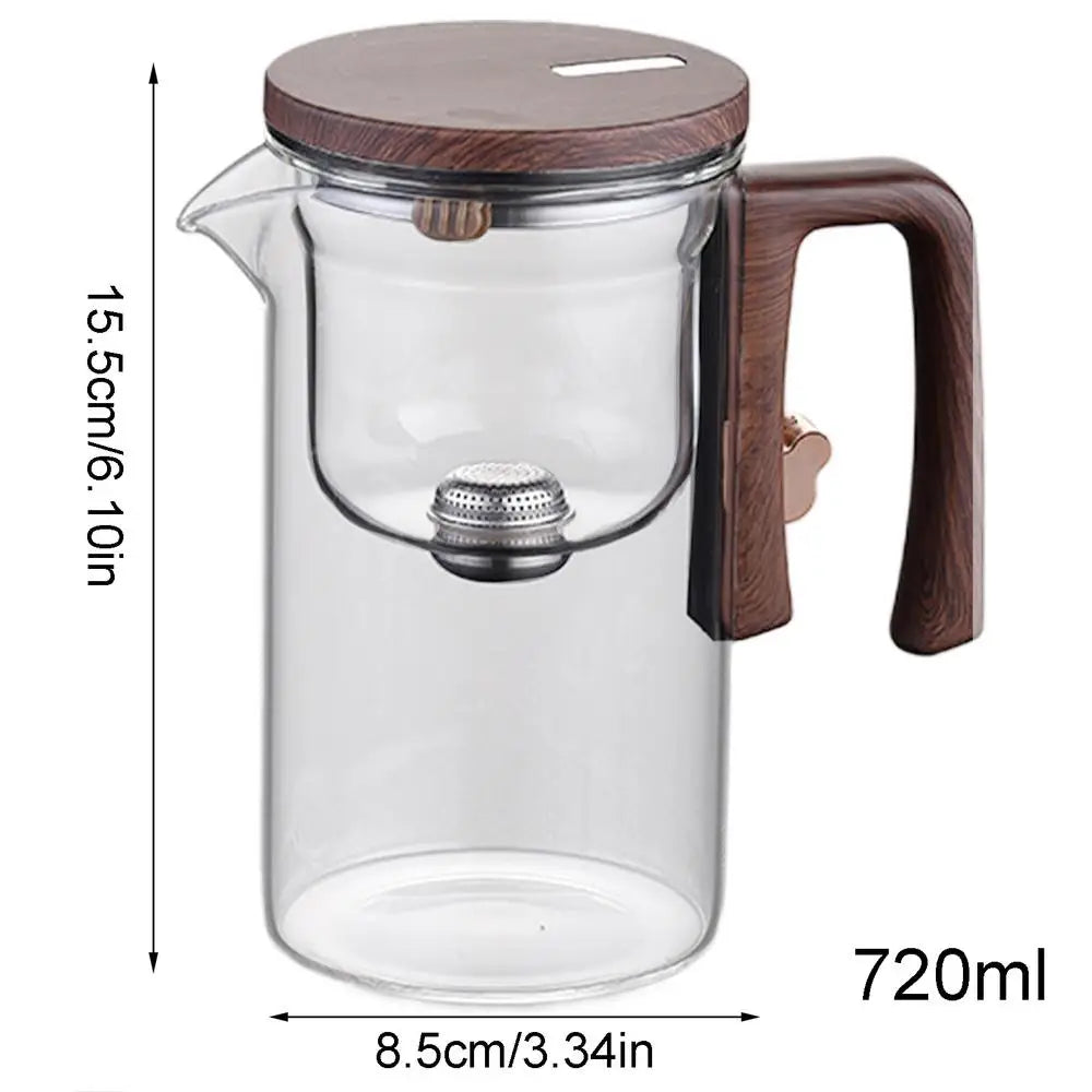 Glass Tea Pot Kettle Infuser 520ML/720ML Teapot Water Separation Inner Magnet One Click Magnetic Tea Filtration Cup Set