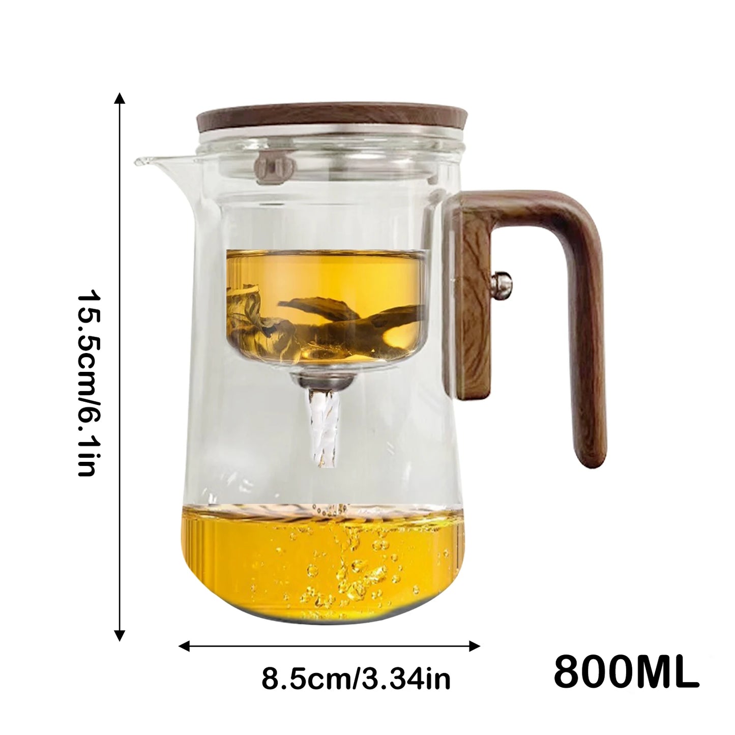 Glass Tea Pot Kettle Infuser 520ML/720ML Teapot Water Separation Inner Magnet One Click Magnetic Tea Filtration Cup Set