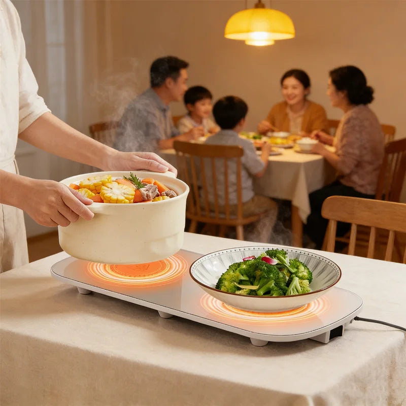 Electric Food Warmer Plate for Home Full Surface Heating Tray Keeps Meal Hot Multifunction Buffet Server Family Dinner Essential