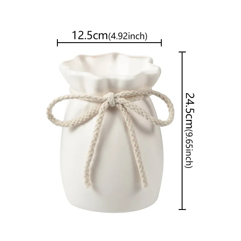 1Pc Bow Design Plastic Flower Vase Modern Art Nordic Decorative Vase  Used for Wedding, Living Room, Office, Bedroom Decoration