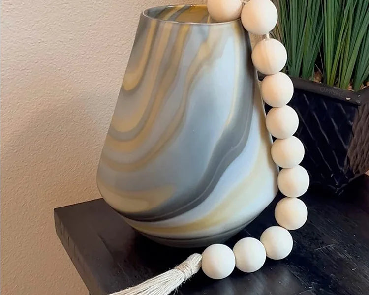 4cm Big Wood Bead Garland Tassel Room Wall Hanging Decor For Christmas Oversized Farmhouse Rustic Country Natural Bead Ornament