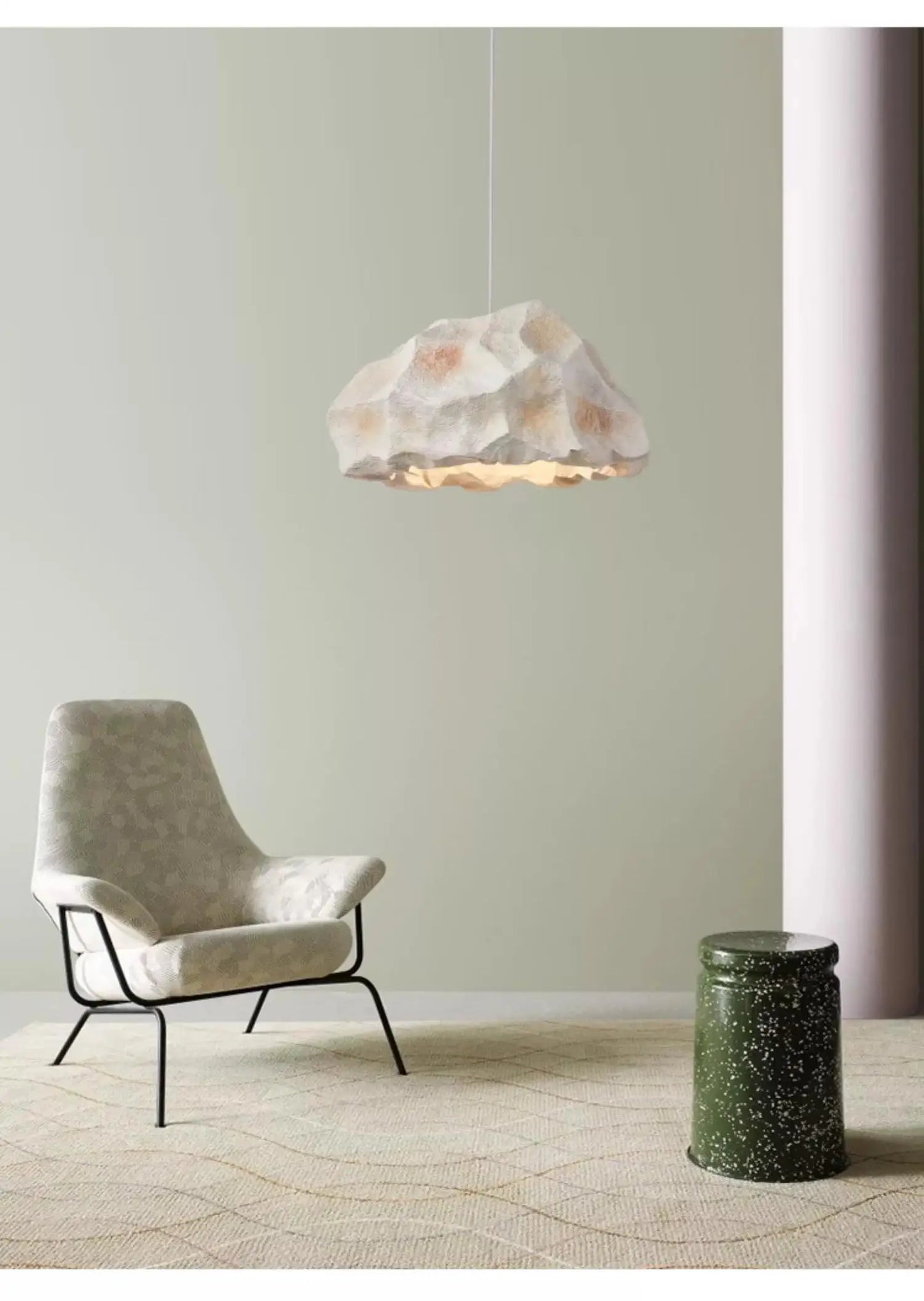 Wabi Sabi LED Pendant Light Nordic Ceiling Pendant Lamp for Living Dining Room Bedroom Creative Design Stone Shaped Hanging Lamp