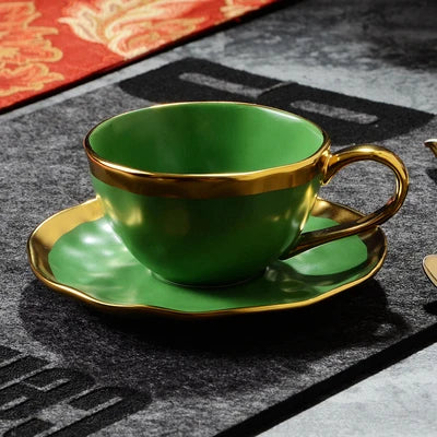 Nordic minimalist gold-plated glazed ceramic dining plate, food plate, fruit plate, flat plate, Western food plate