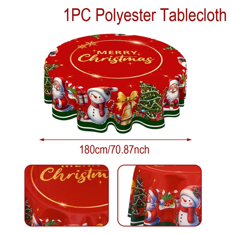Christmas Tablecloth Santa Snowman Table Cover Christmas Party Table Decorations for Home 2025 Navidad Notal Noel Xmas Ornaments