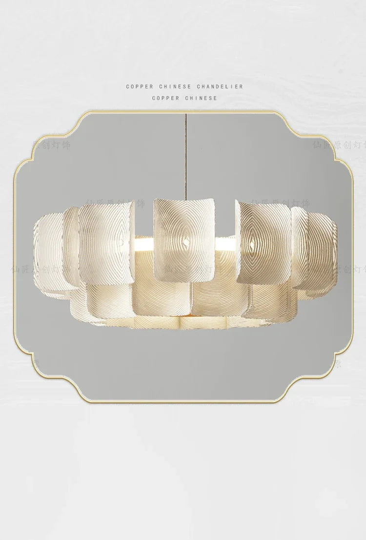 Nordic Lamp Wabi Sabi Tiered Chandelier Minimalist Acrylic White Dining Room Lobby Kitchen Island Hanging Light Home Decor LED