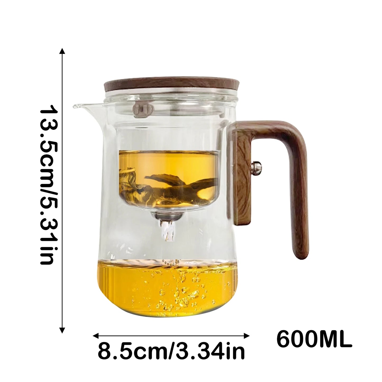 Glass Tea Pot Kettle Infuser 520ML/720ML Teapot Water Separation Inner Magnet One Click Magnetic Tea Filtration Cup Set
