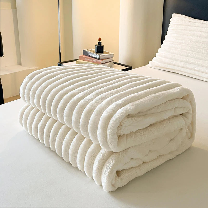 Spring Throw Blanket for Couch, Cozy Warm Plush Striped Blanket for Sofa Bedroom Living Room, All Season Use Festival Home Decor