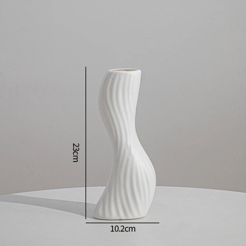 Nordic Vase Imitation Ceramic Flower Bottle Decorative Flowerpot Flower Arranging Ornament Plastic Home Plant Pot Wedding decor