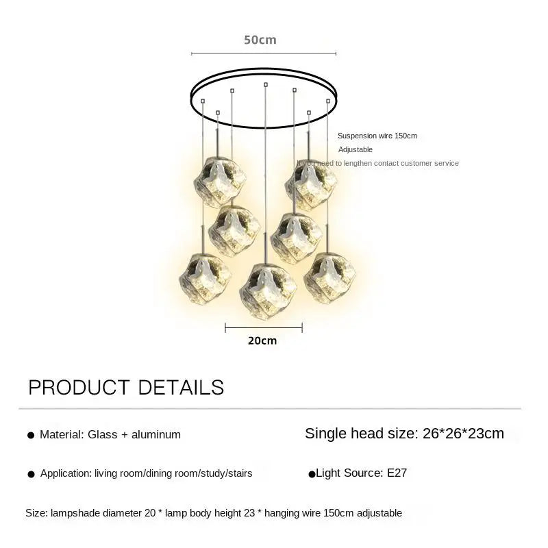 New Lava Glass Ice Cube Bedroom Bedside Chandelier Ceiling Chandelier Ceiling Pendant Lamp Ceiling Light Home Appliance