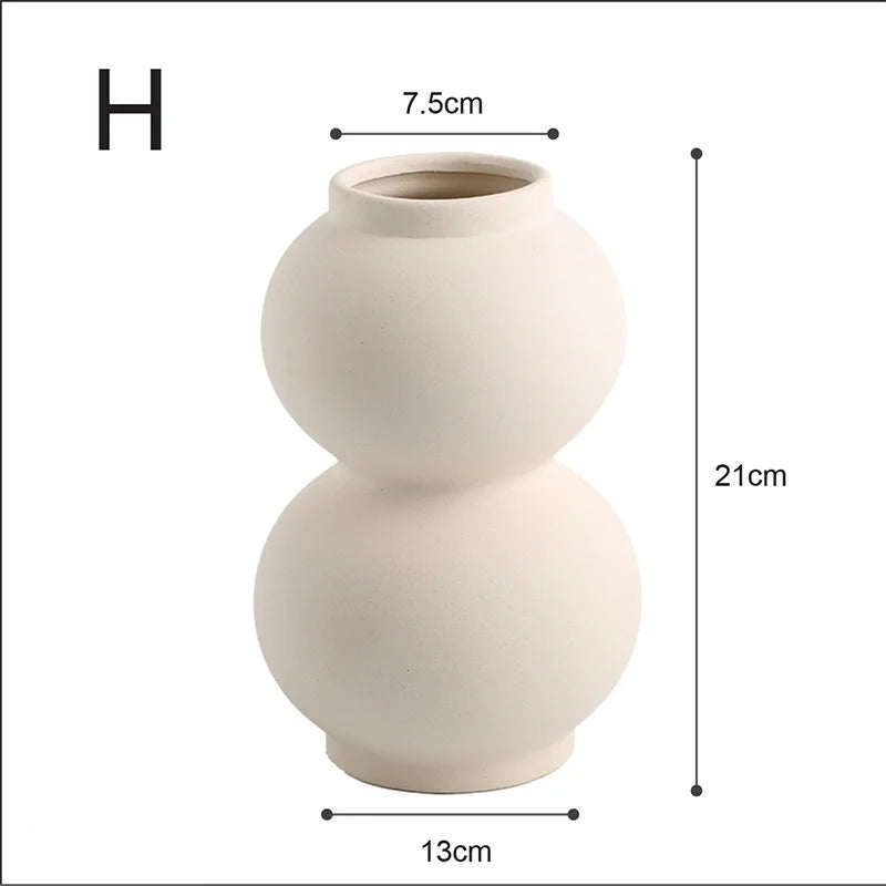 Nordic Polygon Circular Ceramic Vase Home Living Room TV Cabinet Desktop Homestay Art Decorations Dry Flower Arrangements Vase