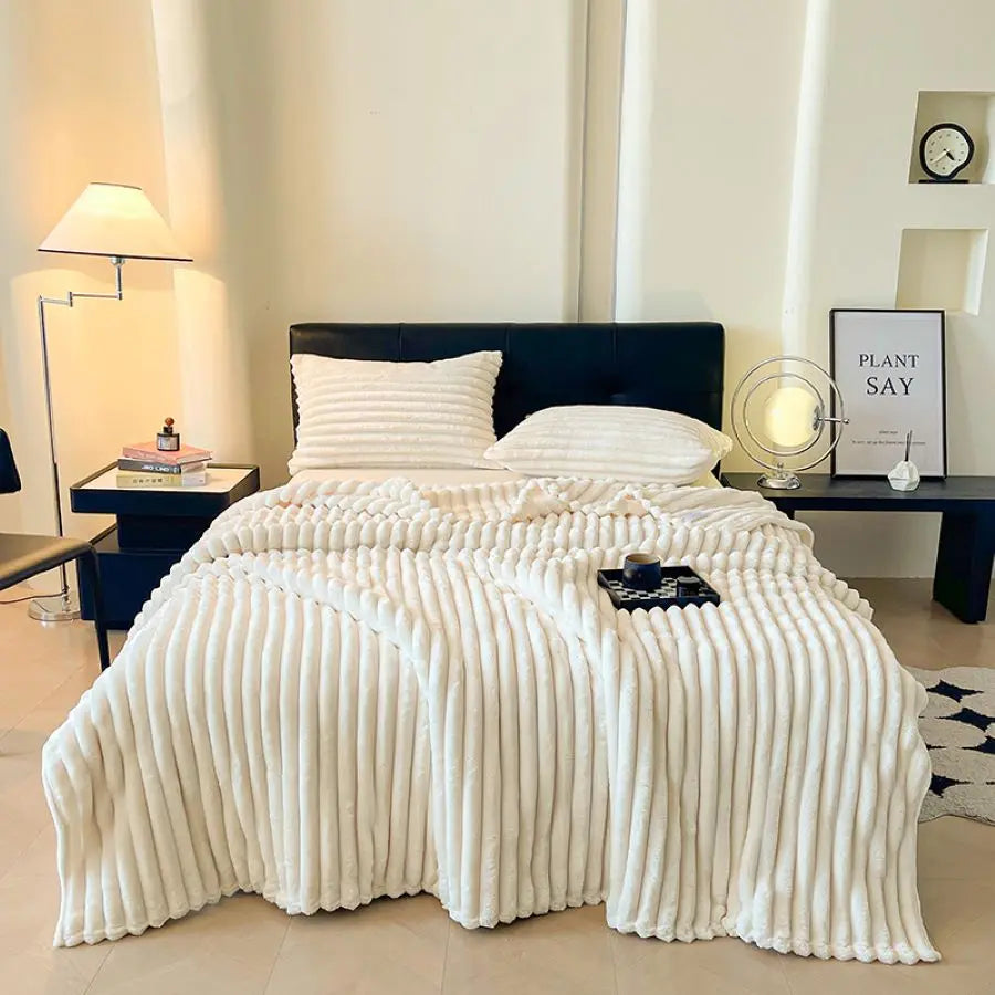 Spring Throw Blanket for Couch, Cozy Warm Plush Striped Blanket for Sofa Bedroom Living Room, All Season Use Festival Home Decor
