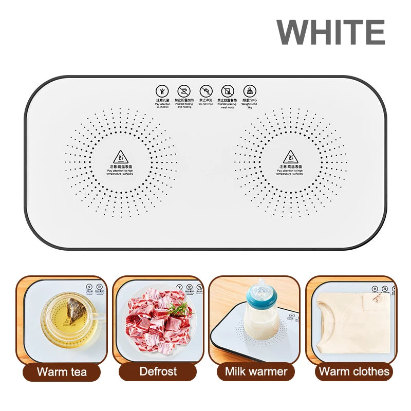 Electric Food Warmer Plate for Home Full Surface Heating Tray Keeps Meal Hot Multifunction Buffet Server Family Dinner Essential