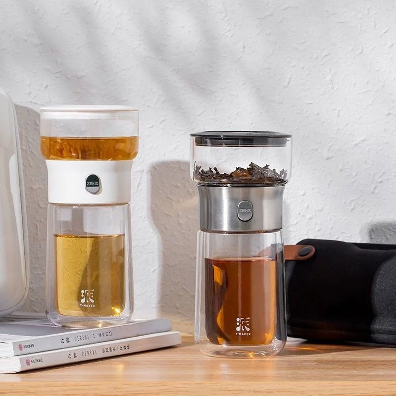 2 in 1 Outdoor Portable Camping Tea Cup Travel Tea Set Tea Water Separation Cup Single Tea Set With Tea Bag