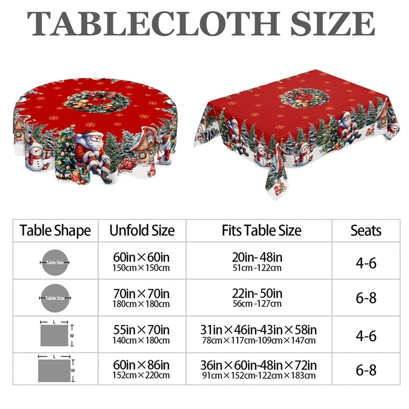 Christmas Tablecloth Santa Snowman Table Cover Christmas Party Table Decorations for Home 2025 Navidad Notal Noel Xmas Ornaments