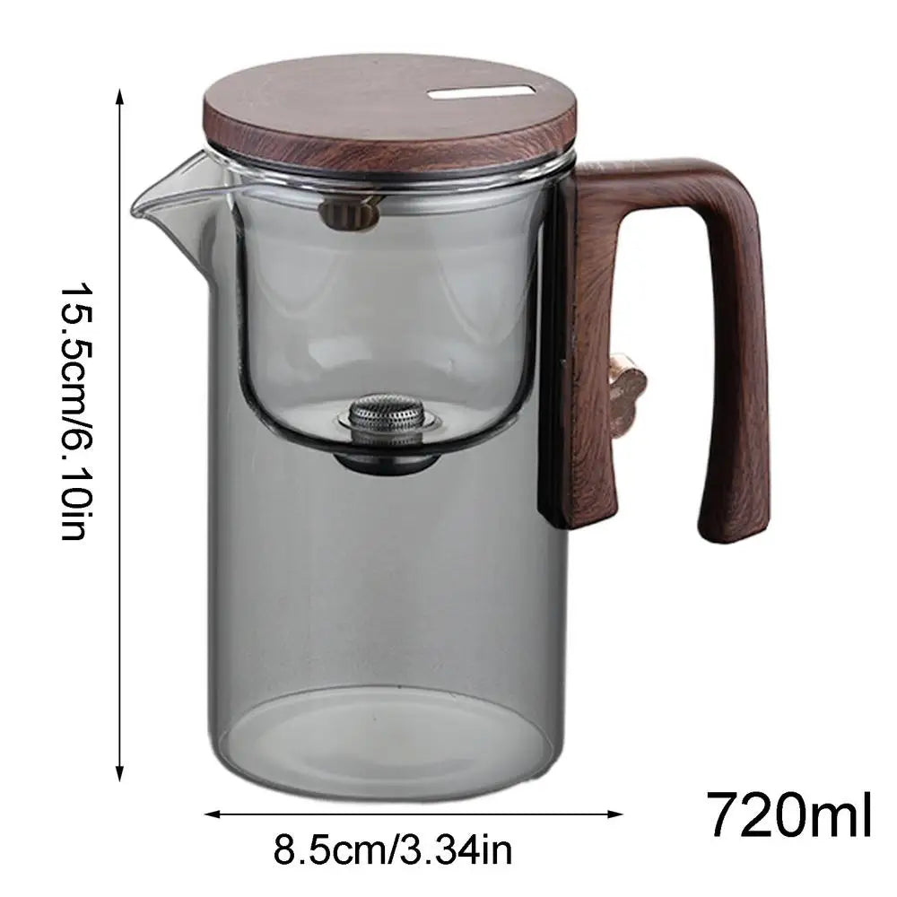 Glass Tea Pot Kettle Infuser 520ML/720ML Teapot Water Separation Inner Magnet One Click Magnetic Tea Filtration Cup Set