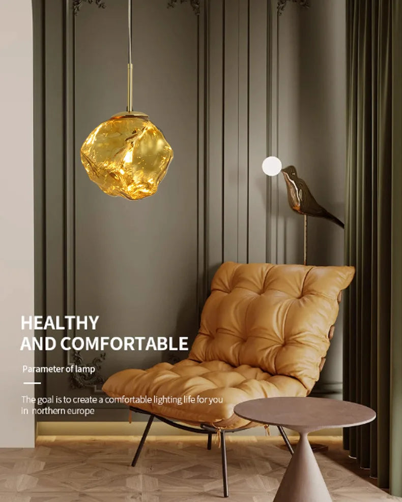 New Lava Glass Ice Cube Bedroom Bedside Chandelier Ceiling Chandelier Ceiling Pendant Lamp Ceiling Light Home Appliance