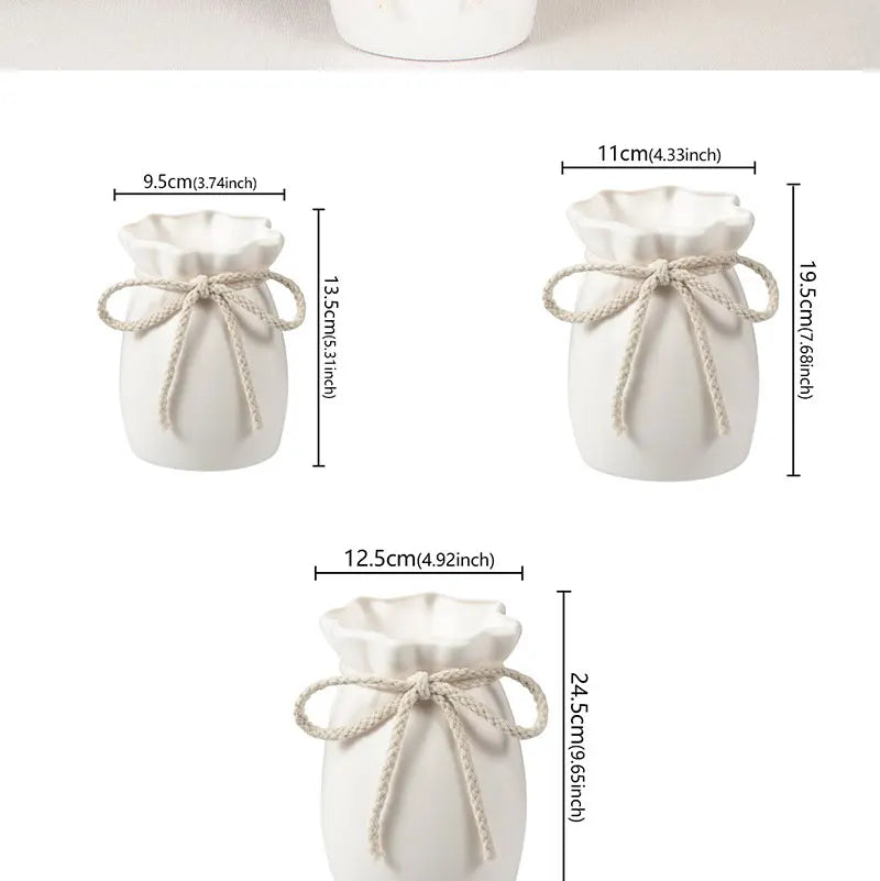 1Pc Bow Design Plastic Flower Vase Modern Art Nordic Decorative Vase  Used for Wedding, Living Room, Office, Bedroom Decoration