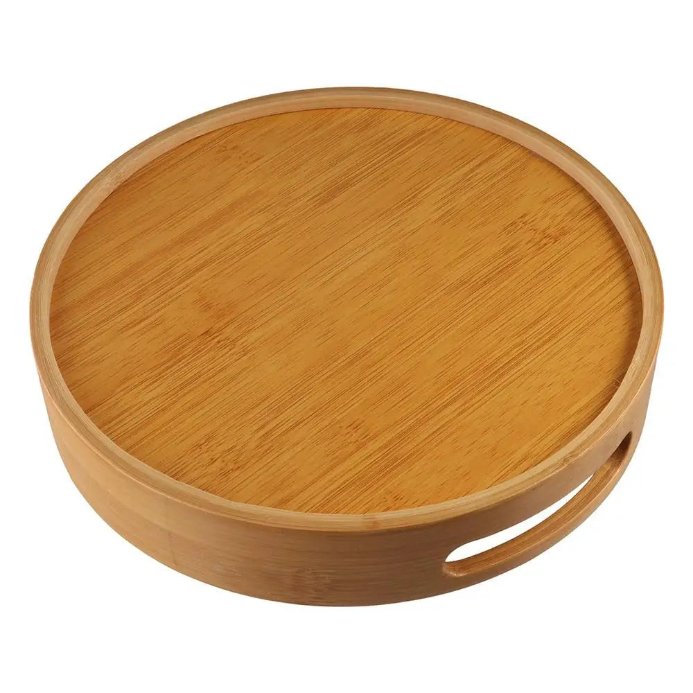 Snack Dessert Plate Multipurpose Wooden Round Tray Simple Light Tea Food Dish Practical Bamboo Plate Kitchen