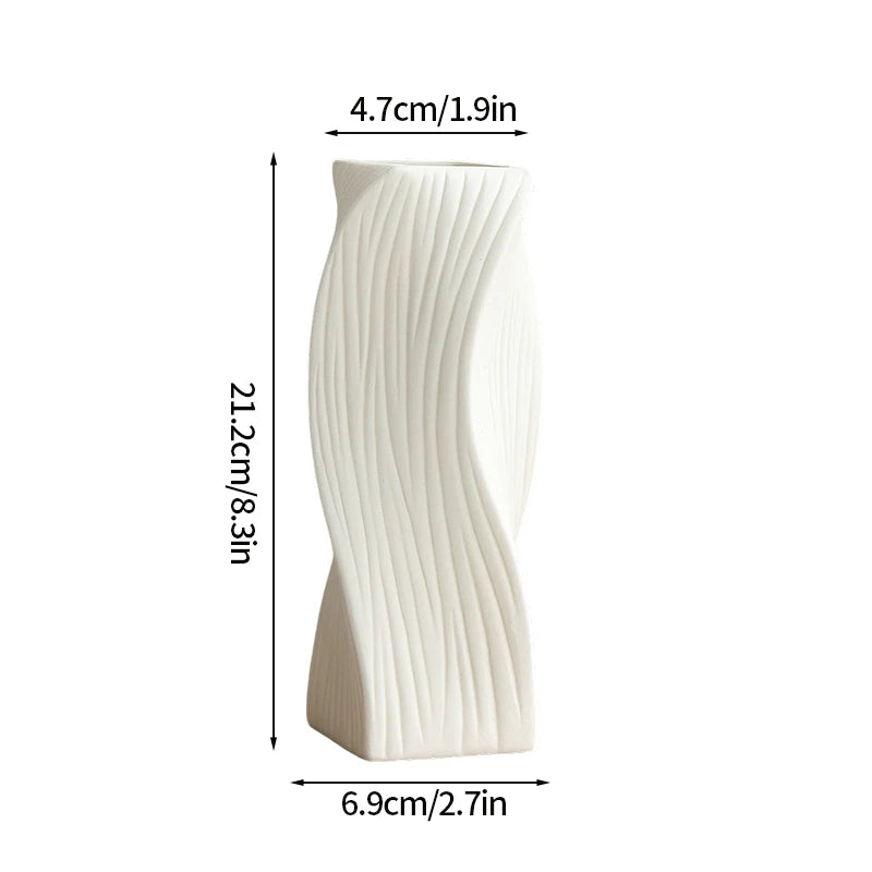 Nordic Vase Imitation Ceramic Flower Bottle Decorative Flowerpot Flower Arranging Ornament Plastic Home Plant Pot Wedding decor