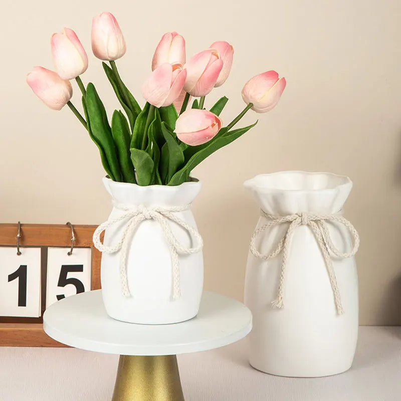 1Pc Bow Design Plastic Flower Vase Modern Art Nordic Decorative Vase  Used for Wedding, Living Room, Office, Bedroom Decoration