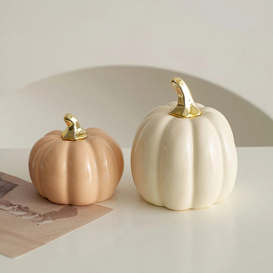 Luxury Nordic Style Ceramic Lovely Funny Vegetable Pumpkin Home Ornament Figurines Arts Crafts Desk Decor Statues Sculpture Prop