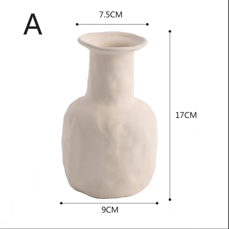 Nordic Polygon Circular Ceramic Vase Home Living Room TV Cabinet Desktop Homestay Art Decorations Dry Flower Arrangements Vase