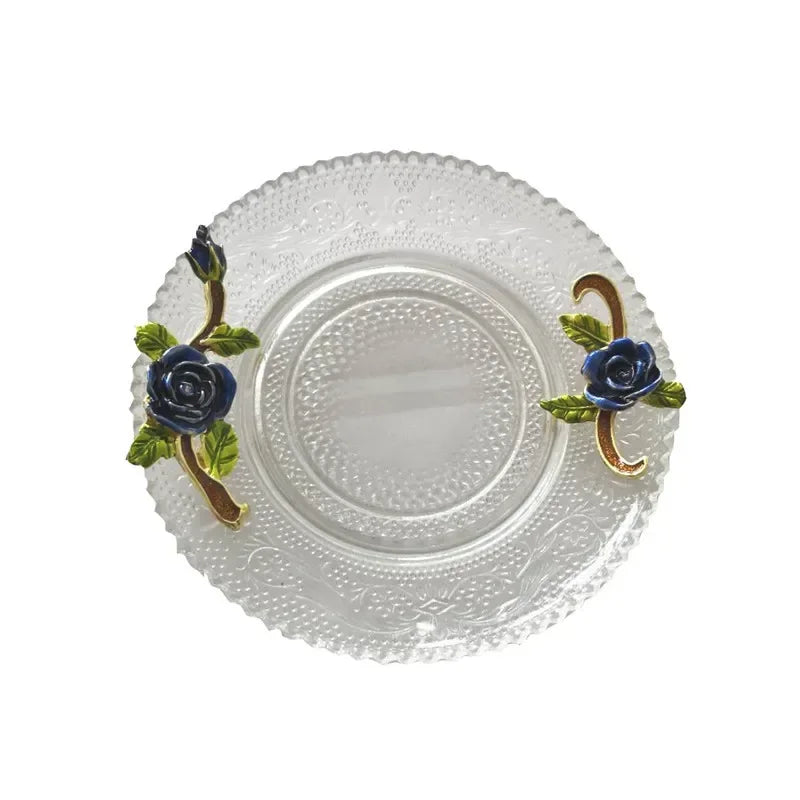 LMHBJY Beauty And Novelty Enamel Coffee Cup Mug Flower Tea Glass Cups Hot and Cold Drinks Tea Cup Spoon Set Perfect Wedding Gift