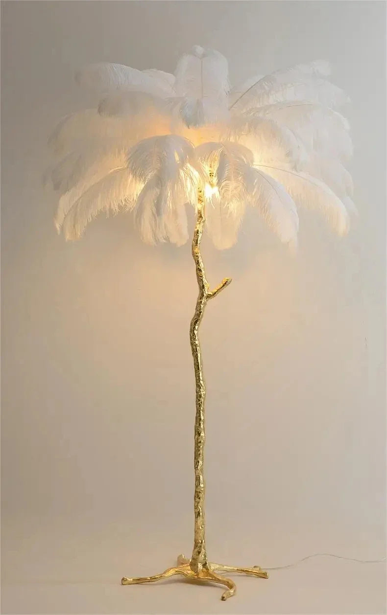 Nordic Ostrich Feather Floor Lamp Living Room Sofa Background Wall Floor Standing Lamp Home Decor Bedroom Bedside Table Lighting