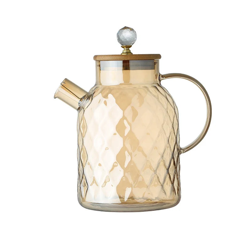 1.8L Transparent Borosilicate Glass Teapot Heat-Resistant Clear Tea Pot Flower Tea Set Puer Kettle Cup Office Home Tools