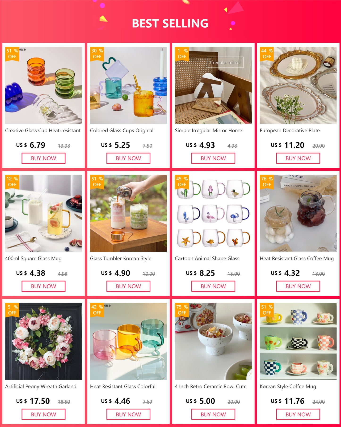 6PC Espresso Cups Small Tea Cup Set Heat Resistant Glass Teacups Bucket Table Decor 110ml Capacity