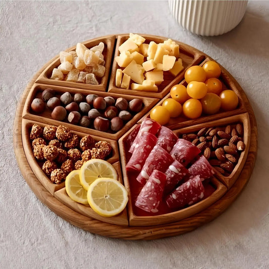 wood fruit plate Food Tray Divided Puzzle Serving Tray wooden Fruit Dessert tray multi-size food tray snack plate