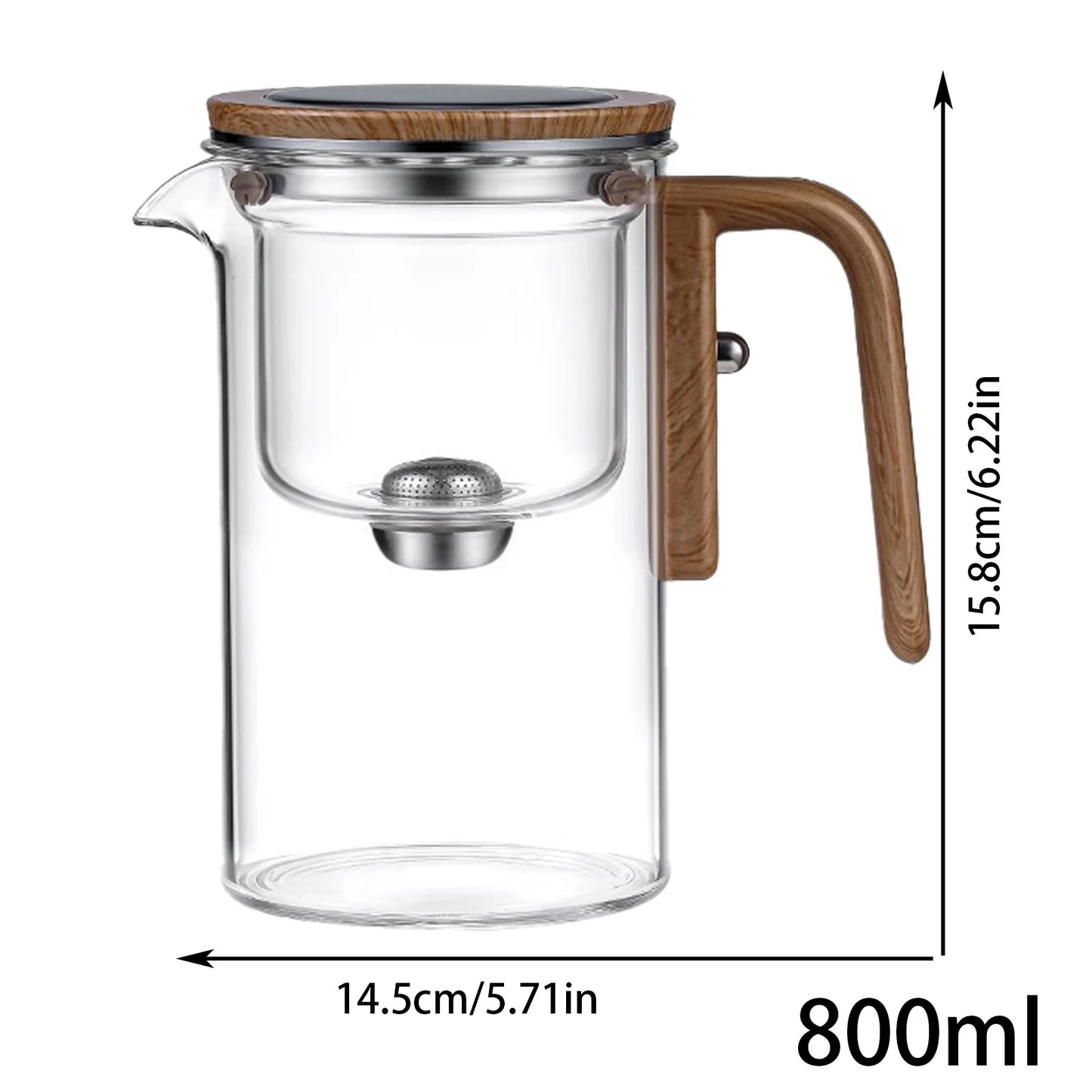 Glass Tea Pot Kettle Infuser 520ML/720ML Teapot Water Separation Inner Magnet One Click Magnetic Tea Filtration Cup Set
