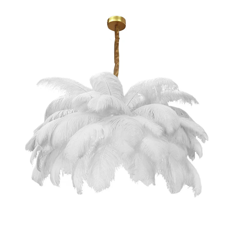 Nordic Ostrich Feather Lamp Led Pendant Lights Living Room Girl's Room Bedroom Indoor Lighting Chandelier Hanging Light Fixture