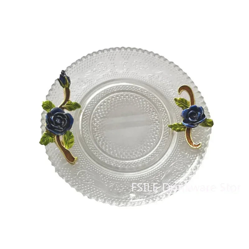 LMHBJY Beauty And Novelty Enamel Coffee Cup Mug Flower Tea Glass Cups Hot and Cold Drinks Tea Cup Spoon Set Perfect Wedding Gift