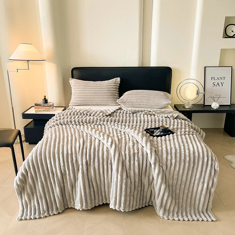 Spring Throw Blanket for Couch, Cozy Warm Plush Striped Blanket for Sofa Bedroom Living Room, All Season Use Festival Home Decor