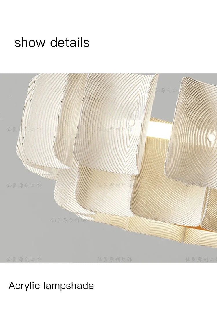 Nordic Lamp Wabi Sabi Tiered Chandelier Minimalist Acrylic White Dining Room Lobby Kitchen Island Hanging Light Home Decor LED