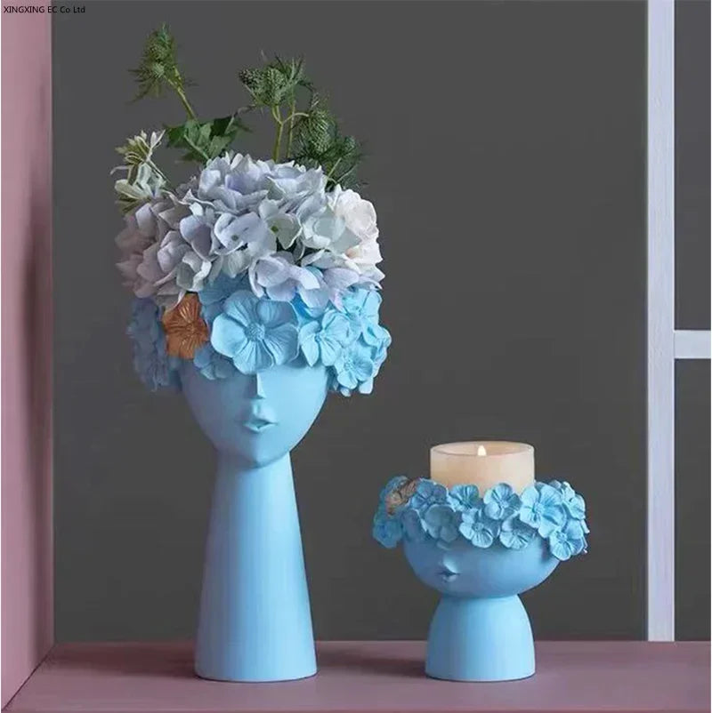 Nordic Decoration Home  Flower Vase  Living Room Decoration  Vases Cute Girl Arranging Flower Container Desktop Accessories
