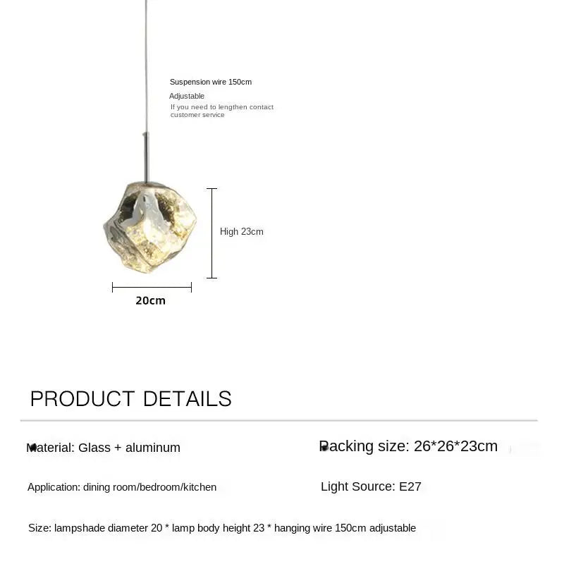 New Lava Glass Ice Cube Bedroom Bedside Chandelier Ceiling Chandelier Ceiling Pendant Lamp Ceiling Light Home Appliance