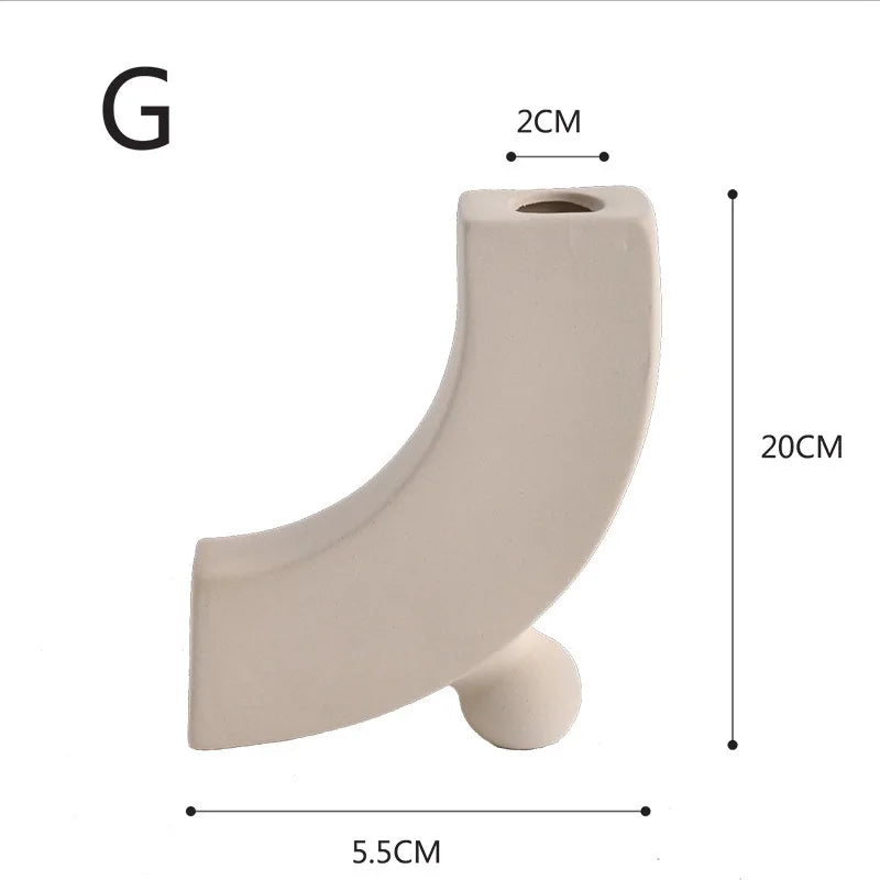 Nordic Polygon Circular Ceramic Vase Home Living Room TV Cabinet Desktop Homestay Art Decorations Dry Flower Arrangements Vase