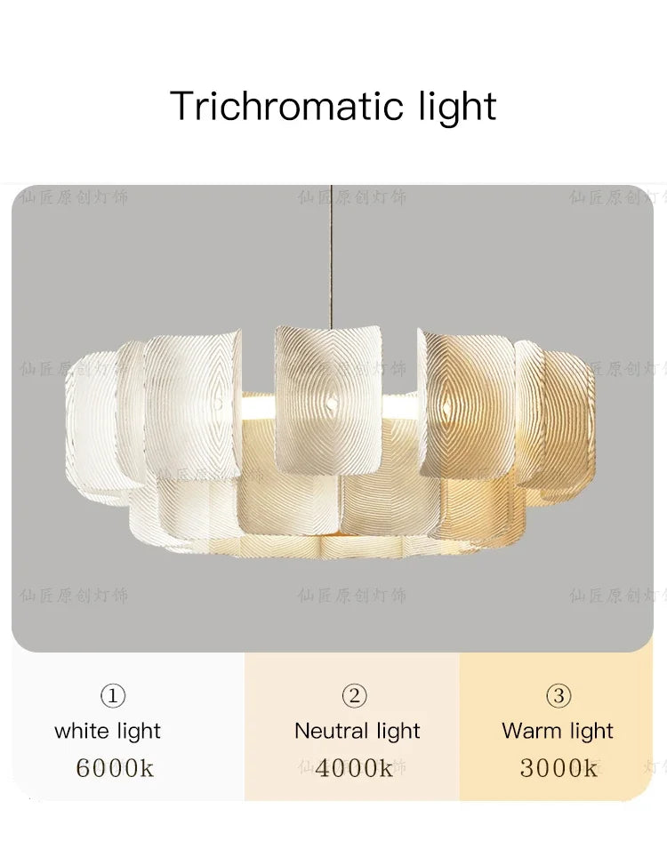 Nordic Lamp Wabi Sabi Tiered Chandelier Minimalist Acrylic White Dining Room Lobby Kitchen Island Hanging Light Home Decor LED