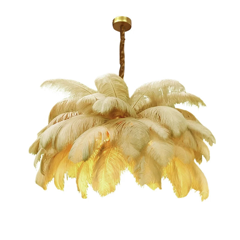 Nordic Ostrich Feather Lamp Led Pendant Lights Living Room Girl's Room Bedroom Indoor Lighting Chandelier Hanging Light Fixture
