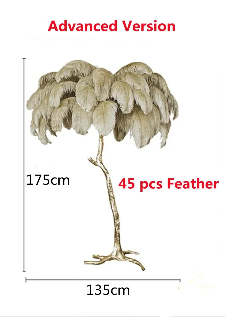 Nordic Ostrich Feather Floor Lamp Living Room Sofa Background Wall Floor Standing Lamp Home Decor Bedroom Bedside Table Lighting