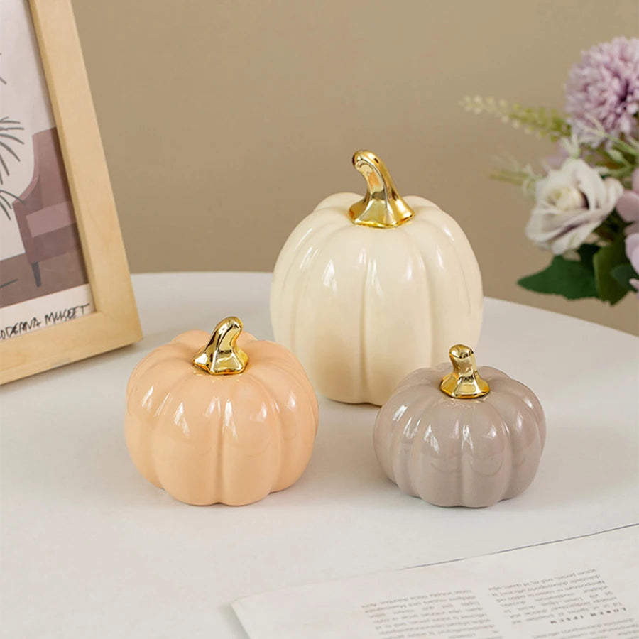 Luxury Nordic Style Ceramic Lovely Funny Vegetable Pumpkin Home Ornament Figurines Arts Crafts Desk Decor Statues Sculpture Prop