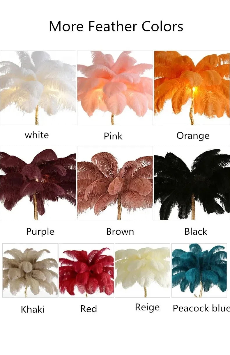 Nordic Ostrich Feather Floor Lamp Living Room Sofa Background Wall Floor Standing Lamp Home Decor Bedroom Bedside Table Lighting