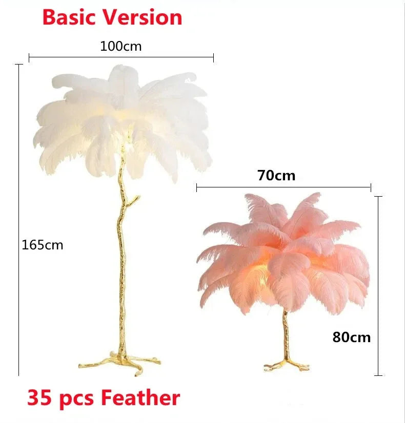 Nordic Ostrich Feather Floor Lamp Living Room Sofa Background Wall Floor Standing Lamp Home Decor Bedroom Bedside Table Lighting
